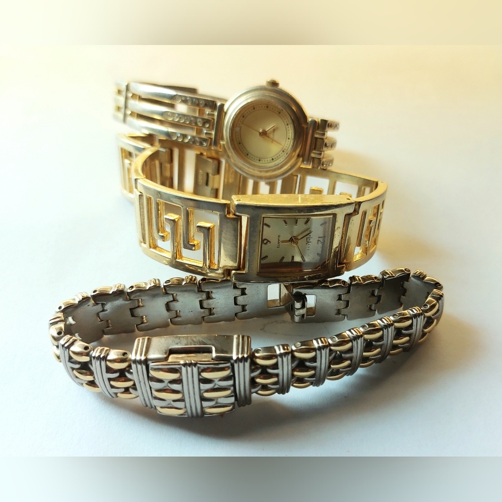 Vintage Elegant Gold and Silver Women's Watch Set